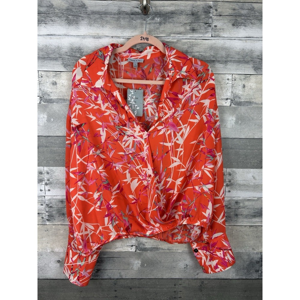 Floral & Ivy Women's XL Fayx Wrap Blouse